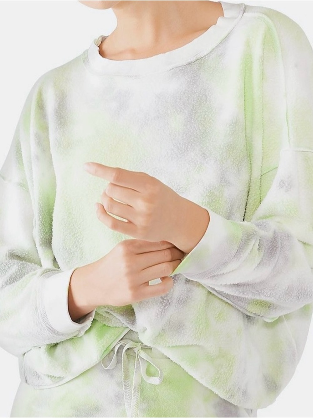 INTIMATELY FREE PEOPLE Oversized Green & Grey Tie-Dye Sweatshirt Size Medium